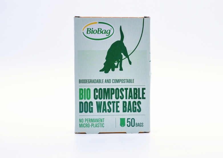 Dog waste bags on block